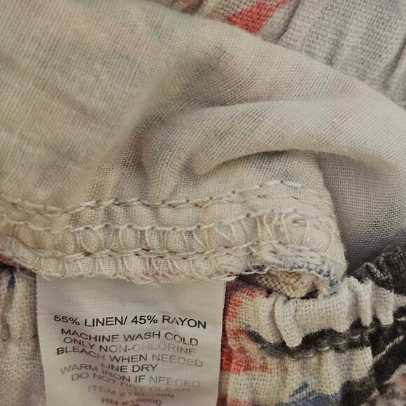 Briggs Linen Blend Tropical Wide Legged Pant Sz L Beach Boho Coastal Resort Vaca - Picture 7 of 9